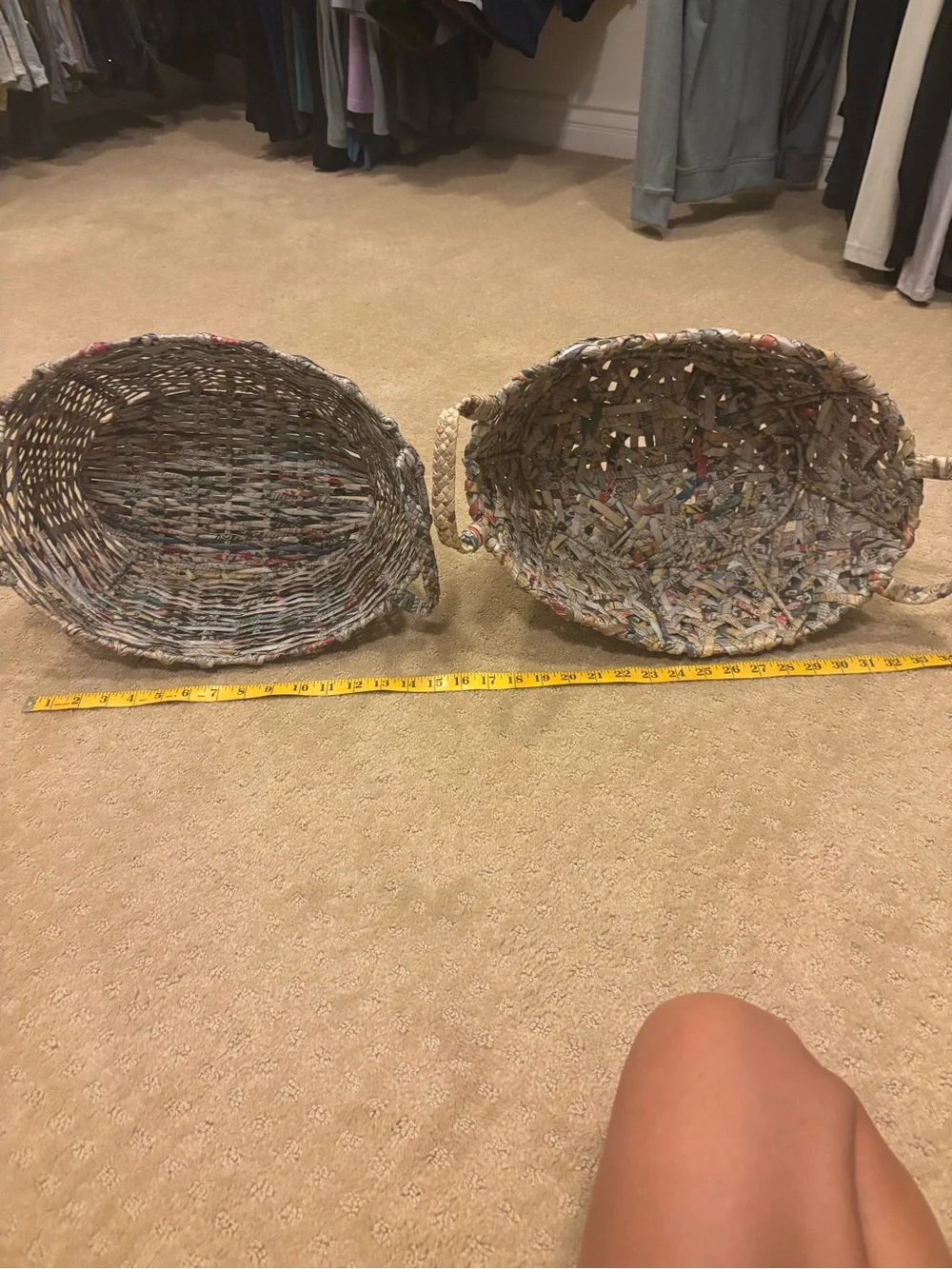 Handwoven recycled newspaper Multicolor Decorative Storage Baskets - Set of 2